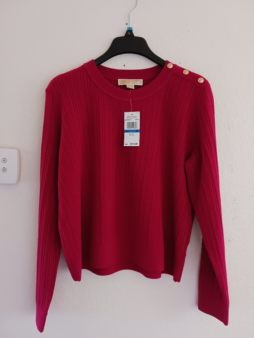 MICHAEL Michael Kors Cable Knit Sweater In Raspberry